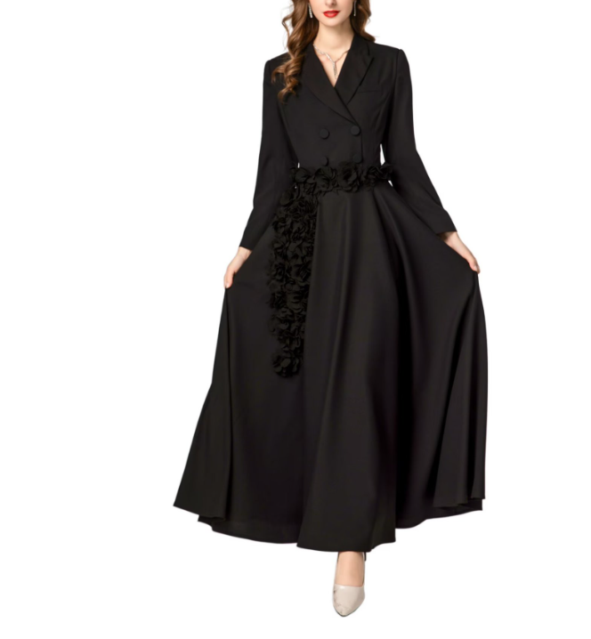 طقم مكون من بلوزة قصيرة وتنورة طويلة من الدانتيل الزهري - أزرق سماوي