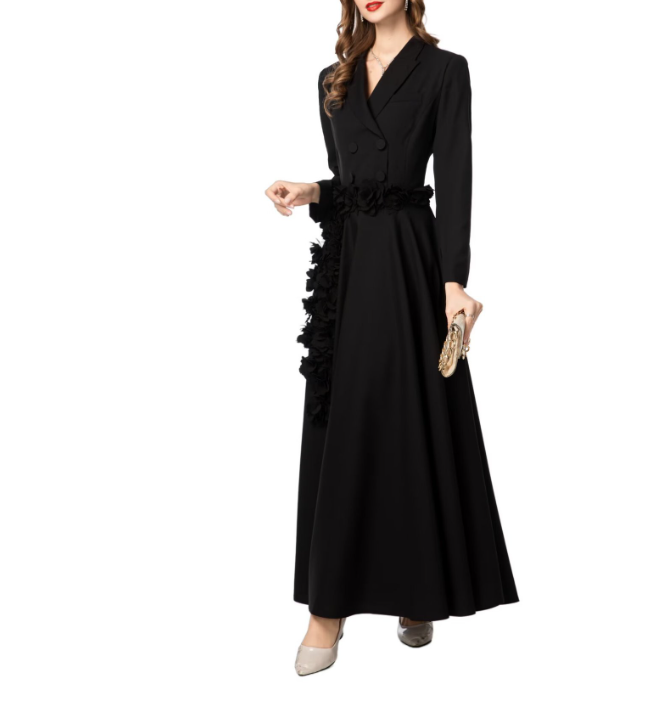 طقم مكون من بلوزة قصيرة وتنورة طويلة من الدانتيل الزهري - أزرق سماوي