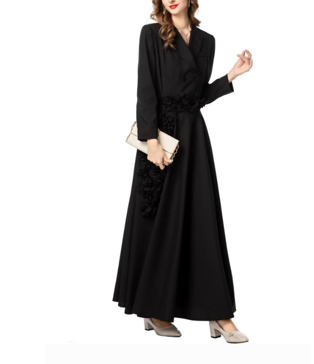 طقم مكون من بلوزة قصيرة وتنورة طويلة من الدانتيل الزهري - أزرق سماوي