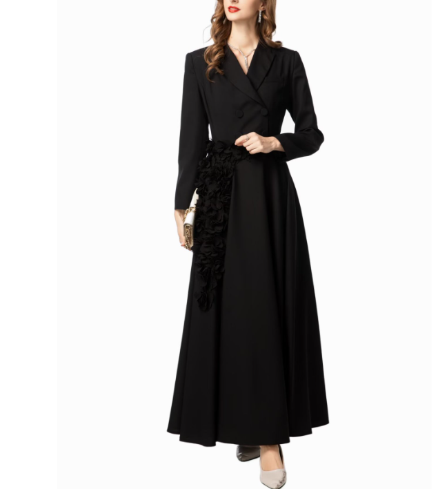 طقم مكون من بلوزة قصيرة وتنورة طويلة من الدانتيل الزهري - أزرق سماوي