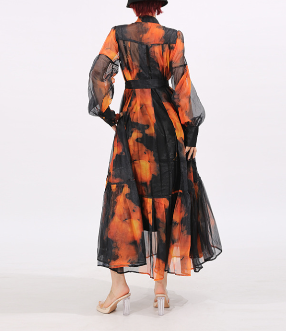 طقم مكون من بلوزة قصيرة وتنورة طويلة من الدانتيل الزهري - أزرق سماوي