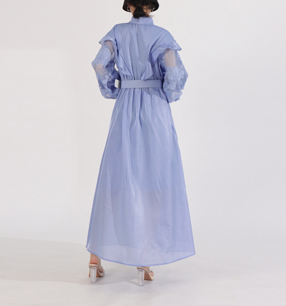 embroidered chiffon maxi dress with ruffled yoke – WHISPER