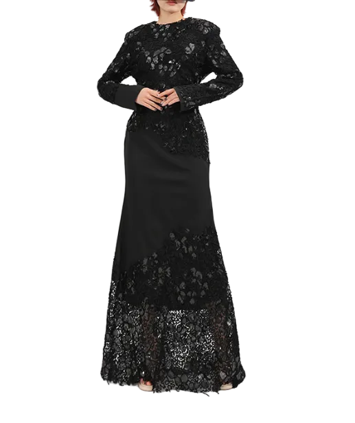 طقم مكون من بلوزة قصيرة وتنورة طويلة من الدانتيل الزهري - أزرق سماوي