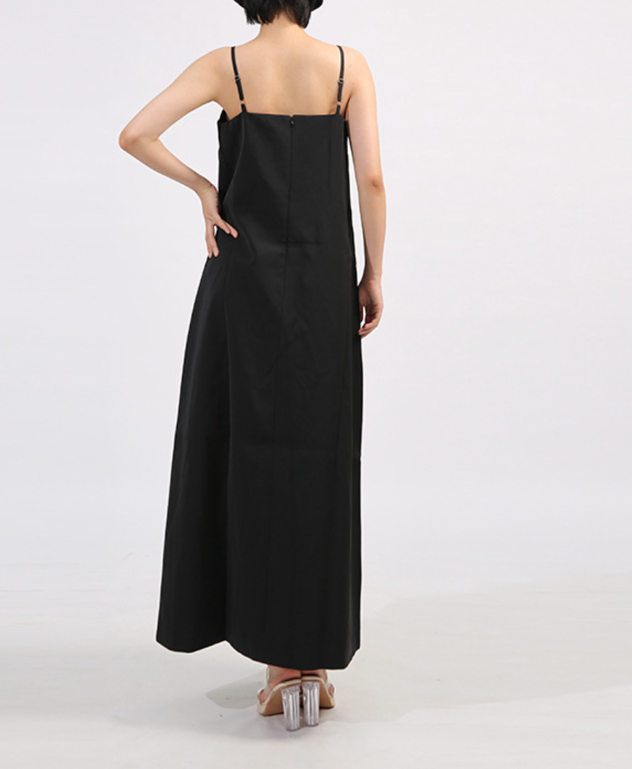 فستان عمودي بحمالات رفيعة مزين بتطريزات زهرية ثلاثية الأبعاد - أرجواني فاتح