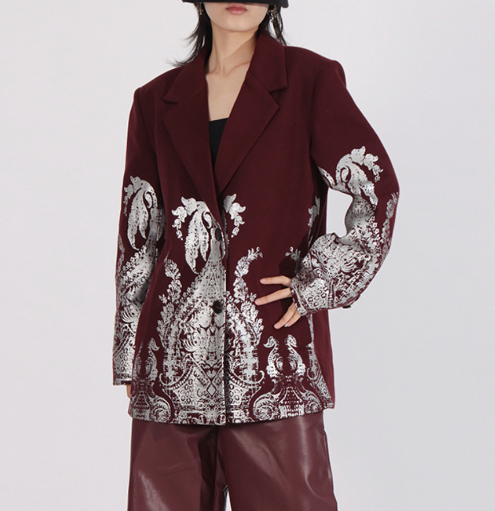 tailored blazer with ornate paisley print – BORDEAUX