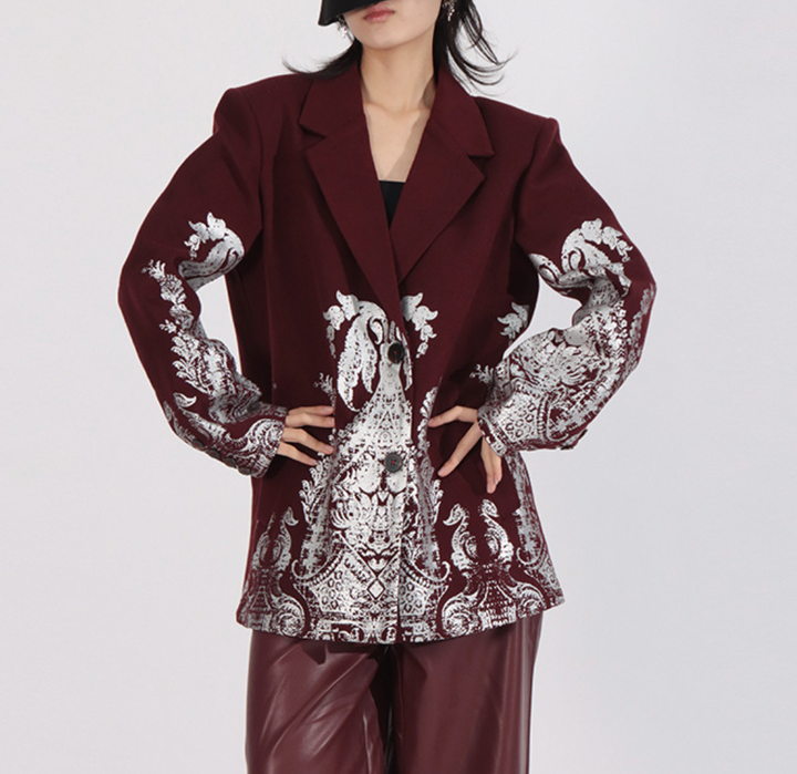 tailored blazer with ornate paisley print – BORDEAUX
