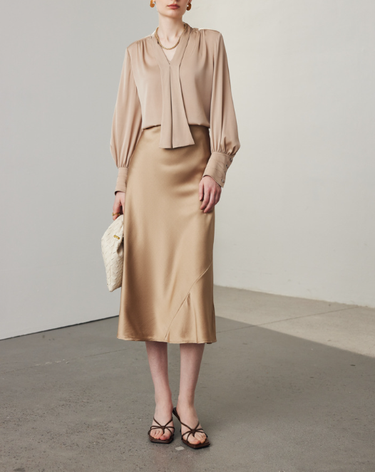 chiffon blouse with soft tie-front detail – ELARA