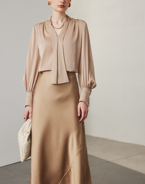 chiffon blouse with soft tie-front detail – ELARA