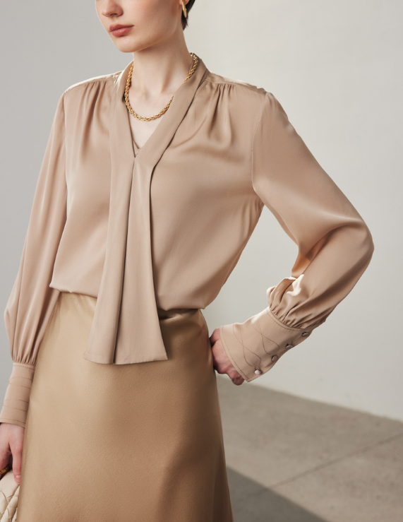 chiffon blouse with soft tie-front detail – ELARA