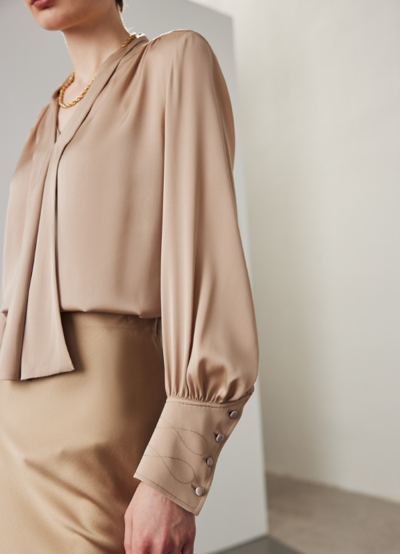 chiffon blouse with soft tie-front detail – ELARA