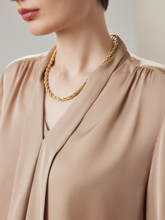 chiffon blouse with soft tie-front detail – ELARA