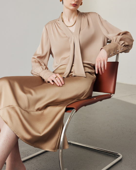 chiffon blouse with soft tie-front detail – ELARA