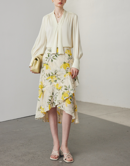 chiffon blouse with soft tie-front detail – ELARA