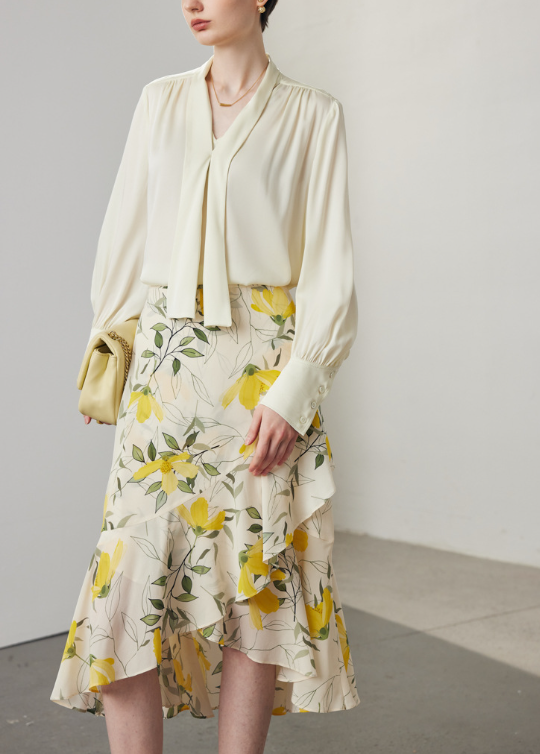 chiffon blouse with soft tie-front detail – ELARA