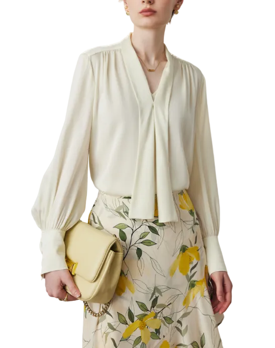 chiffon blouse with soft tie-front detail – ELARA