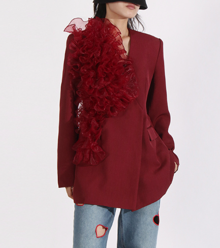 tailored blazer with dramatic ruffle detail – RUBINA