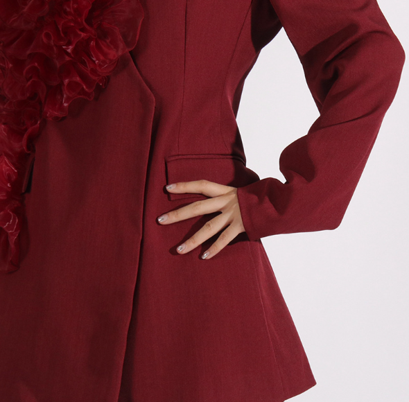 tailored blazer with dramatic ruffle detail – RUBINA