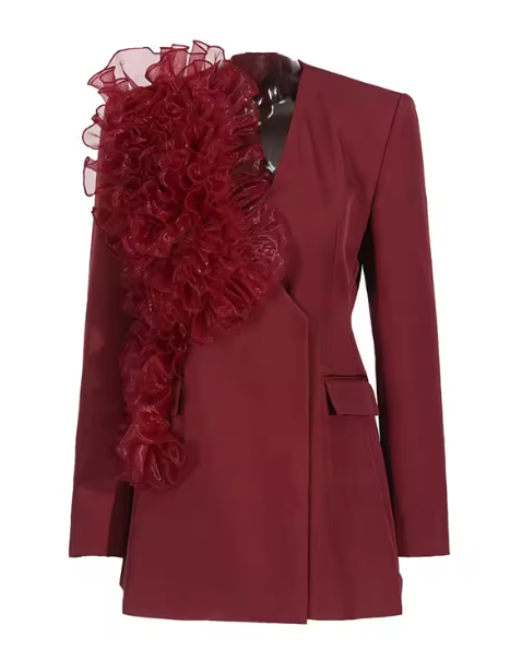 tailored blazer with dramatic ruffle detail – RUBINA