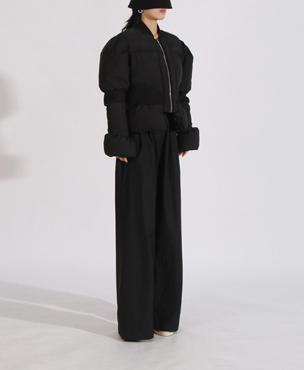 cropped padded jacket with sculpted sleeves – NOIRIX