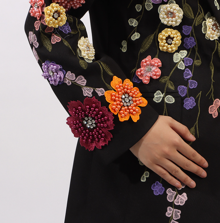 tailored blazer with hand-embellished floral sleeve – FLOREA