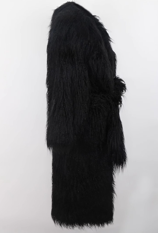 long shaggy faux fur coat with deep collar – RAVENNA