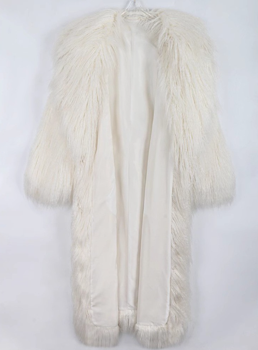 long shaggy faux fur coat with deep collar – RAVENNA