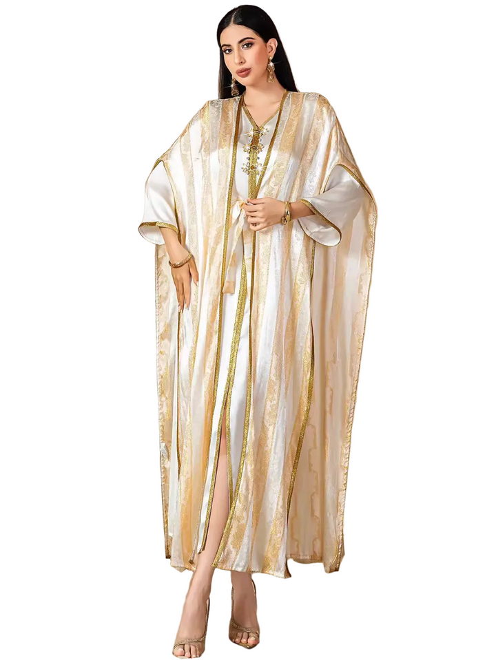 فستان مخملي طويل مكشوف الكتفين بفتحة جانبية - منتصف الليل