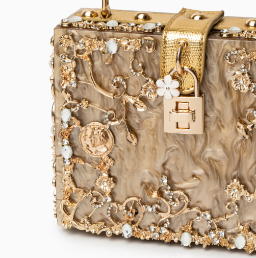 embroidered pearl-effect box bag with top handle – REGALIA