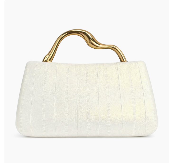 حقيبة يد مستطيلة الشكل مصنوعة من الروطان المنسوج ذي الملمس الطبيعي - صحارى