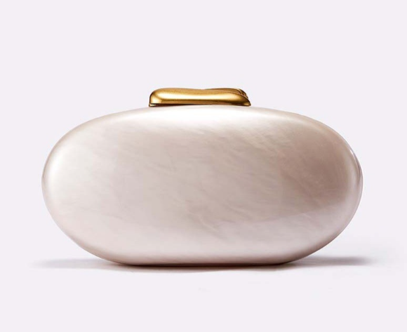 pearl-effect oval clutch with gold clasp – LUNARAX