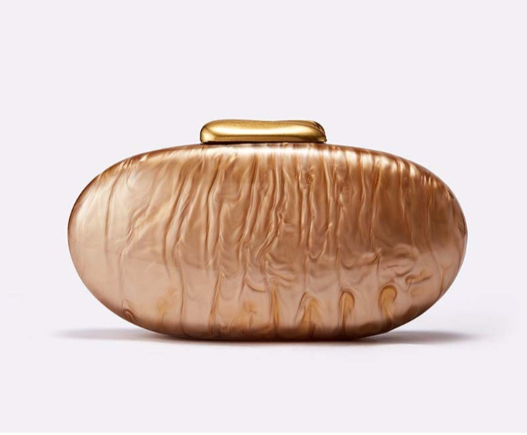pearl-effect oval clutch with gold clasp – LUNARAX
