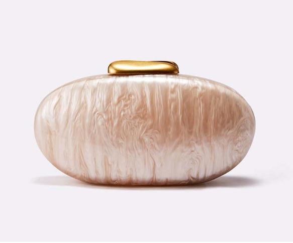 pearl-effect oval clutch with gold clasp – LUNARAX