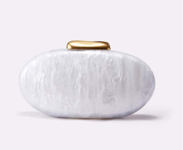 pearl-effect oval clutch with gold clasp – LUNARAX