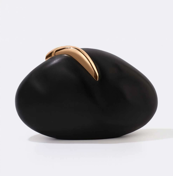 blush oval clutch with sculpted gold handle – BLUSHÉ