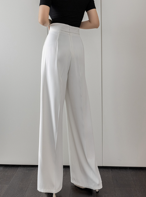 high-waist wide-leg trousers with gold accent – ÉCLAT