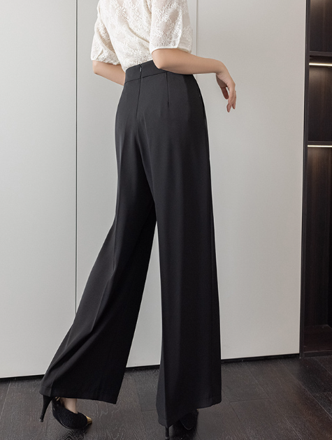 high-waist wide-leg trousers with gold accent – ÉCLAT