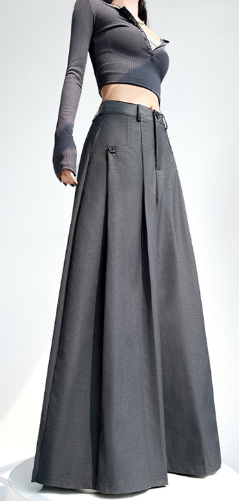 high-waist wide-leg trousers with buttoned pockets – OBSIDIAN