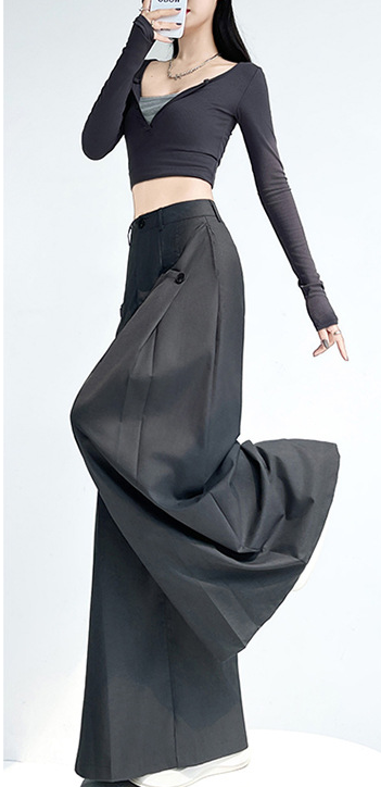 high-waist wide-leg trousers with buttoned pockets – OBSIDIAN