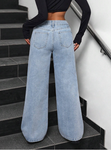 embroidered bow wide-leg denim trousers – BLISS
