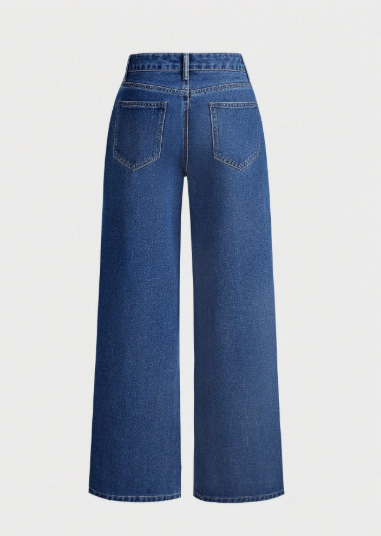 embroidered bow wide-leg denim trousers – BLISS