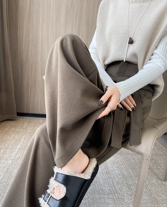 extra-wide pleated tailored trousers with wrap panels – SHADOW