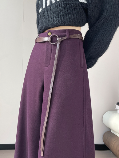 high-waist wide-leg trousers with statement belt – SUCCOF