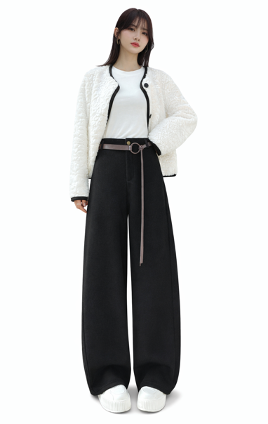 high-waist wide-leg trousers with statement belt – SUCCOF