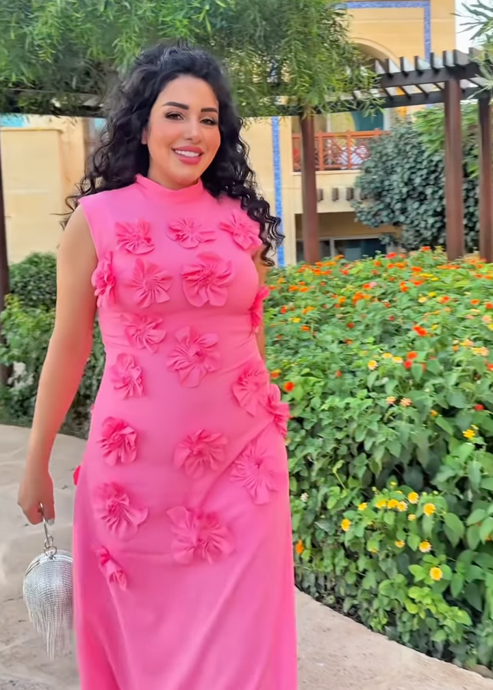 sleeveless lose fitted dress with flowers  - Notte