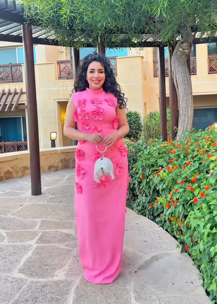 sleeveless lose fitted dress with flowers  - Notte