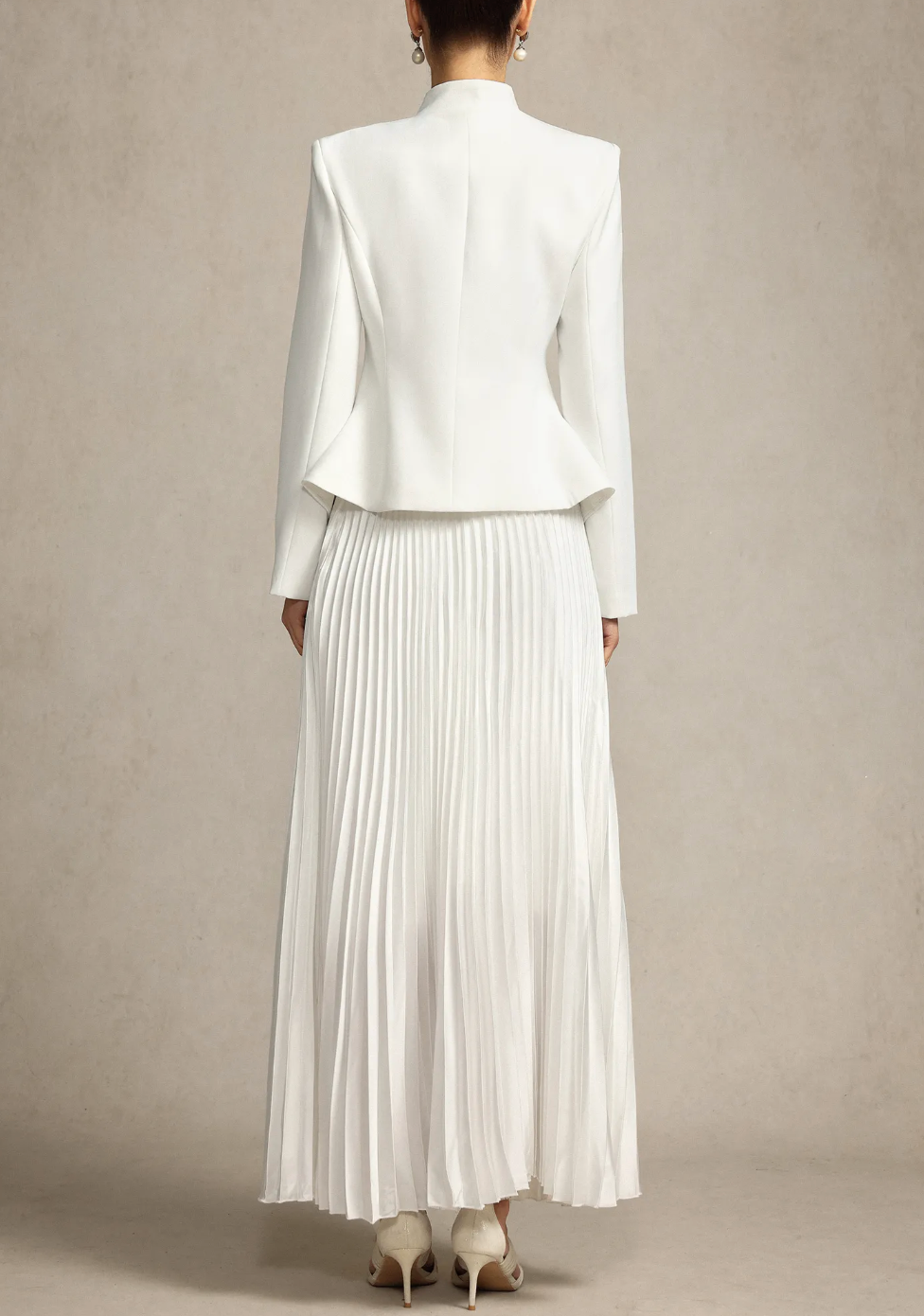 pleated maxi skirt with embroidered blazer – RUBINA