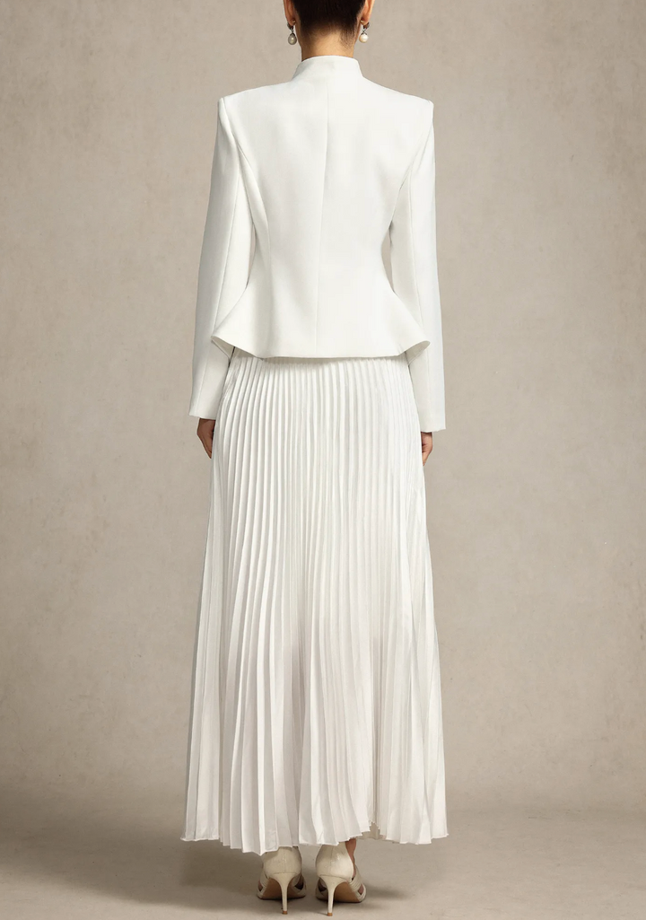 pleated maxi skirt with embroidered blazer – RUBINA