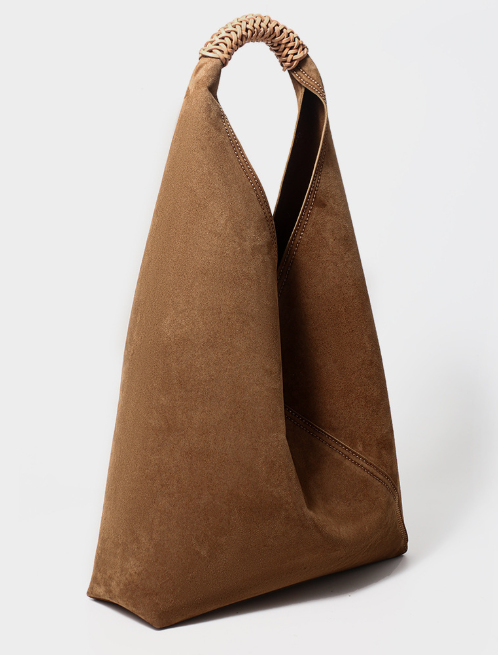 suede triangle hobo bag with braided handle – AURELIA