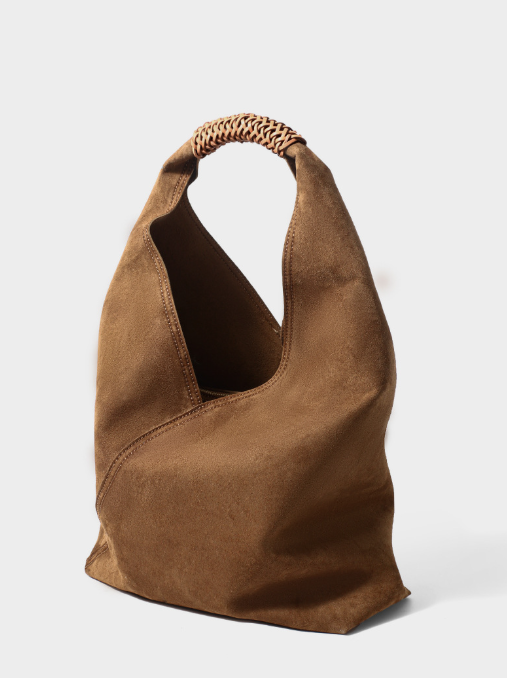 suede triangle hobo bag with braided handle – AURELIA