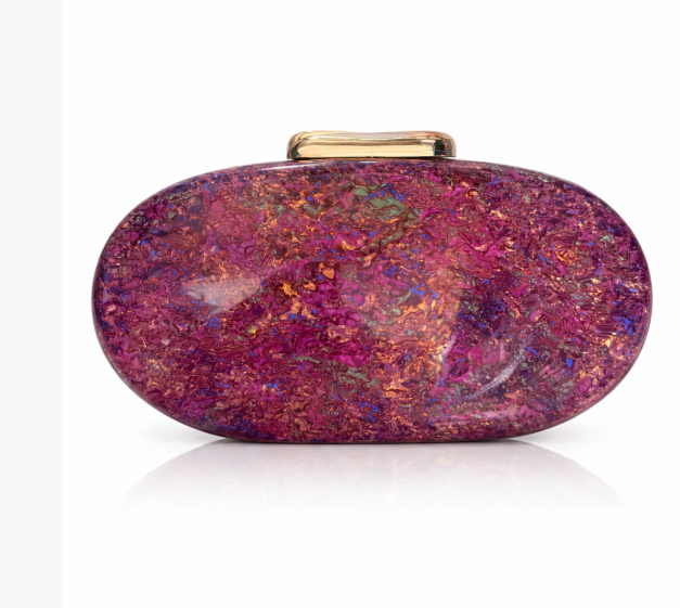 pearl-effect oval clutch with gold clasp – LUNARAX